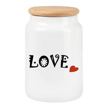 LOVE - Keksdose mit Holzdeckel - Weiß - Vorne