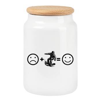 Snowboard motif for real lovers - Cookie Jar with Wooden Lid - white - Front