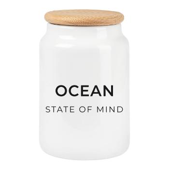 Ocean state of mind - Atlantic vibes - Cookie Jar with Wooden Lid - white - Front