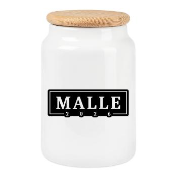Malle 2026 Vacances à Majorque - Boîte à biscuits avec couvercle en bois - blanc - Devant