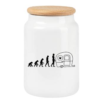 EVOLUTION CAMPING! WOHNMOBIL VANLIFE - Keksdose mit Holzdeckel - Weiß - Vorne
