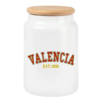 Valence Fondée en 1996 - Boîte à biscuits avec couvercle en bois - blanc - Devant