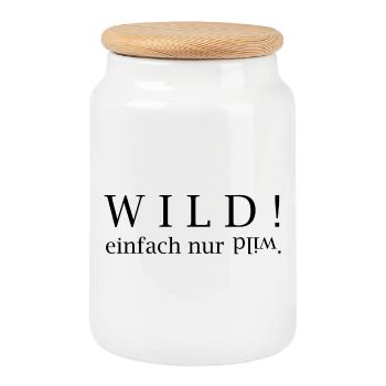 WILD! just wild. - Cookie Jar with Wooden Lid - white - Front