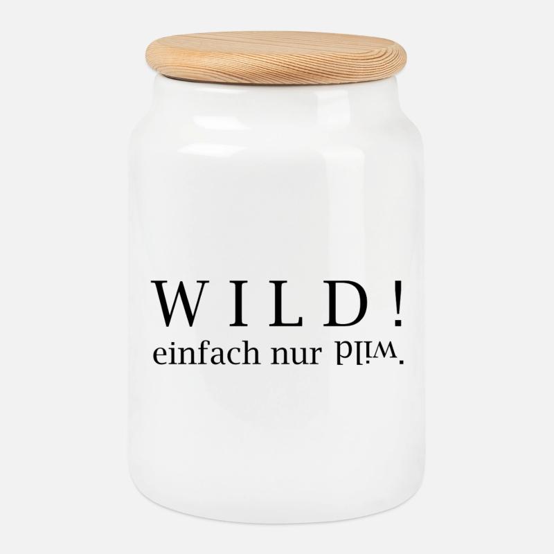 WILD! just wild. - Cookie Jar with Wooden Lid - white