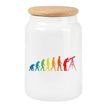 Evolution Astronomy – Space Telescope Design - Cookie Jar with Wooden Lid - white - Front