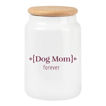 Tee-shirt Dog Mom Forever – Amour inconditionnel - Boîte à biscuits avec couvercle en bois - blanc - Devant