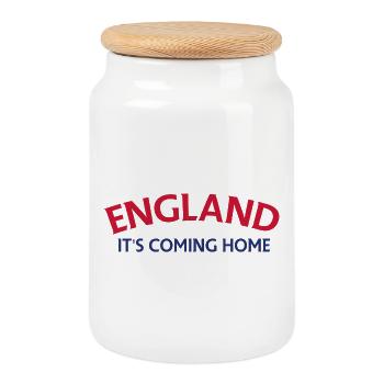 England It's Coming Home Banner - Cookie Jar with Wooden Lid - white - Front