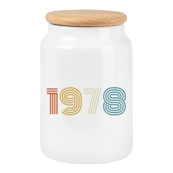 1978 Gift 1978 Vintage 1978 - Cookie Jar with Wooden Lid - white - Front