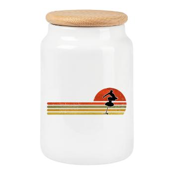 Hydroptère rétro vintage - Boîte à biscuits avec couvercle en bois - blanc - Devant