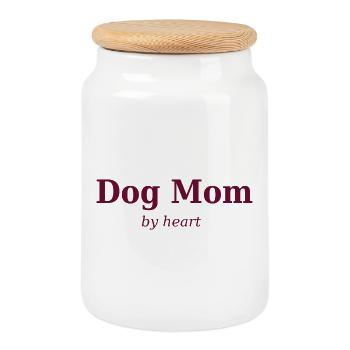 Dog_mom_by_heart - Boîte à biscuits avec couvercle en bois - blanc - Devant
