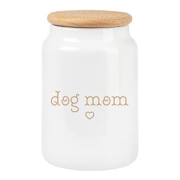 Tee-shirt Dog Mom Cœur – Amour et tendresse - Boîte à biscuits avec couvercle en bois - blanc - Devant