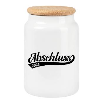 Abschluss 2026 - Keksdose mit Holzdeckel - Weiß - Vorne