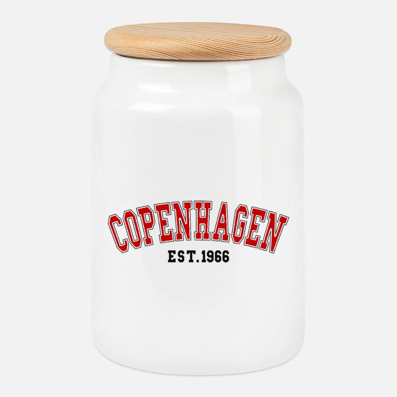 Copenhagen Est. 1966 - Cookie Jar with Wooden Lid - white