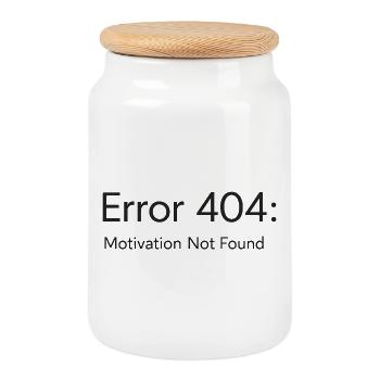 404 - Motivation non trouvée Design minimal de T-shirt - Boîte à biscuits avec couvercle en bois - blanc - Devant