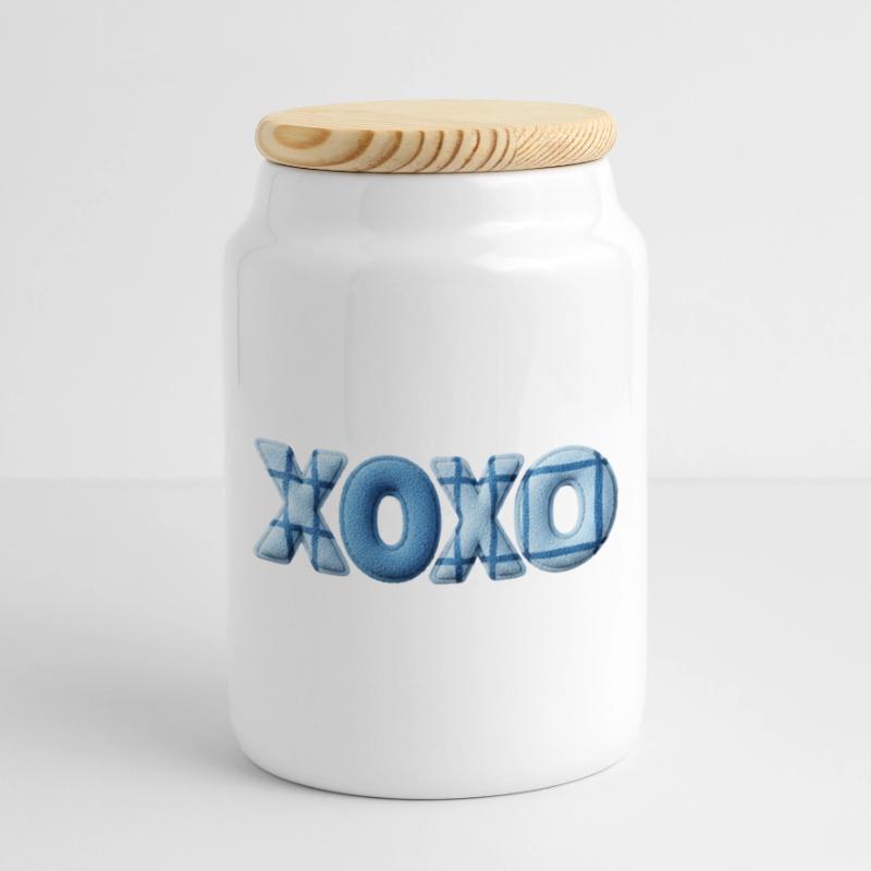 XOXO Patchwork Look mit Stoff Optik Keksdose mit Holzdeckel