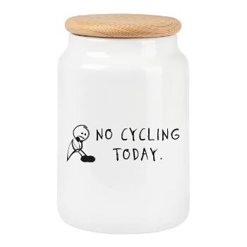 Pas de vélo aujourd’hui – Diction du vélo - Boîte à biscuits avec couvercle en bois - blanc - Devant