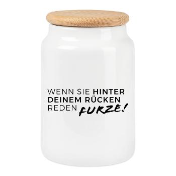 When they talk behind your back... Farts! - Cookie Jar with Wooden Lid - white - Front