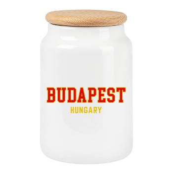 Budapest City Pride Varsity - Keksdose mit Holzdeckel - Weiß - Vorne
