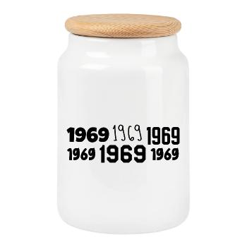 1969 - Génial depuis 1969 - Boîte à biscuits avec couvercle en bois - blanc - Devant