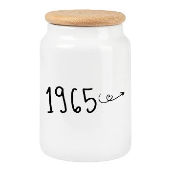 1965 Anniversaire 1965 Retro 1965 - Boîte à biscuits avec couvercle en bois - blanc - Devant