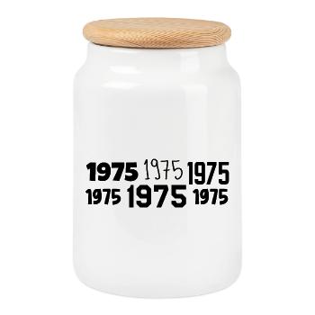 1975 – Großartig seit 1975 - Keksdose mit Holzdeckel - Weiß - Vorne