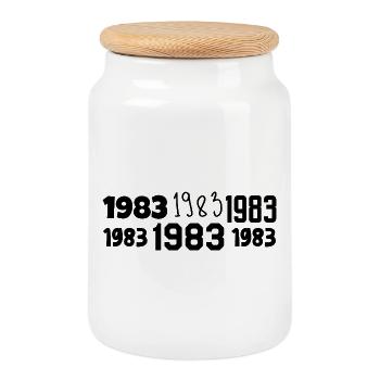 1983 – Großartig seit 1983 - Keksdose mit Holzdeckel - Weiß - Vorne