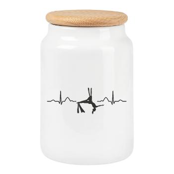Vertical Scarf Heartbeat Aerial Acrobatics Aerial Silk - Cookie Jar with Wooden Lid - white - Front