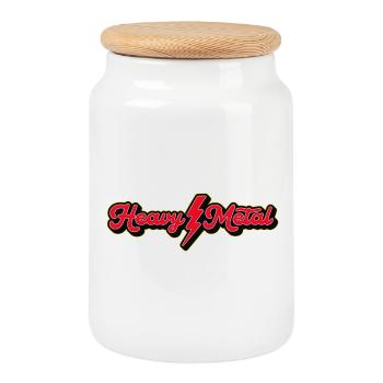 Logo du script de l’éclair en métal lourd - Boîte à biscuits avec couvercle en bois - blanc - Devant