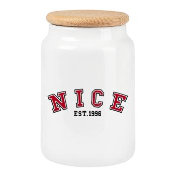 Fondation de Nice en 1996 - Boîte à biscuits avec couvercle en bois - blanc - Devant