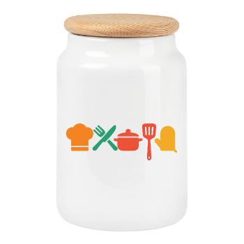 Kitchen Magic – Cooking & Enjoying in Style - Cookie Jar with Wooden Lid - white - Front