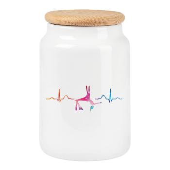 Vertical Scarf Heartbeat Aerial Acrobatics Aerial Silk - Cookie Jar with Wooden Lid - white - Front