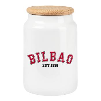 Bilbao Fondée en 1996 - Boîte à biscuits avec couvercle en bois - blanc - Devant