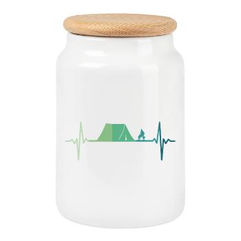 Camping Tent Heartbeat Camping Tent - Cookie Jar with Wooden Lid - white - Front