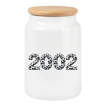 2002 Year of birth of football - Cookie Jar with Wooden Lid - white - Front