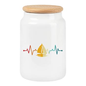Sail_Boat_Heartbeat - Keksdose mit Holzdeckel - Weiß - Vorne