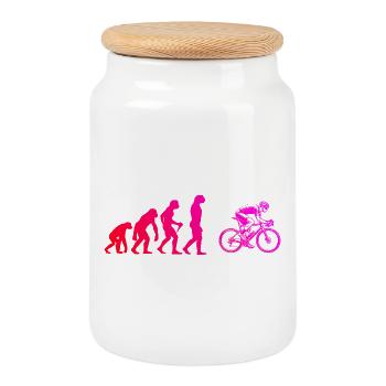 Idée cadeau pour un vélo de route avec vélo de route - Boîte à biscuits avec couvercle en bois - blanc - Devant