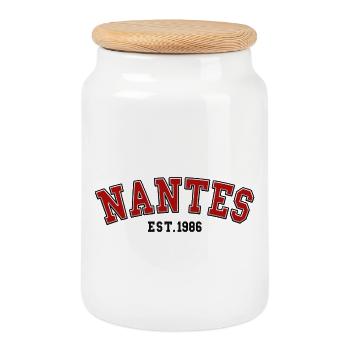 Nantes fondée en 1986 - Boîte à biscuits avec couvercle en bois - blanc - Devant