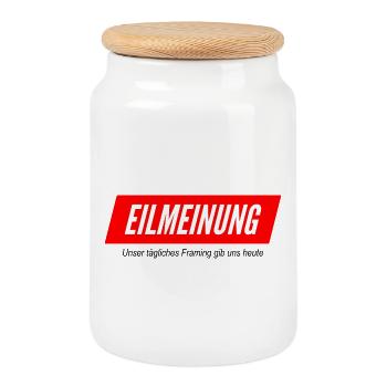 Eilmeinung - Keksdose mit Holzdeckel - Weiß - Vorne