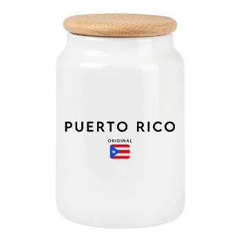 Drapeau de Porto Rico, design minimaliste - Boîte à biscuits avec couvercle en bois - blanc - Devant