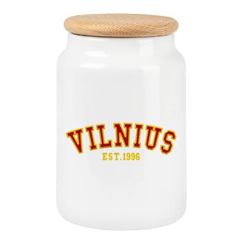 Vilnius Fondée en 1996 - Boîte à biscuits avec couvercle en bois - blanc - Devant