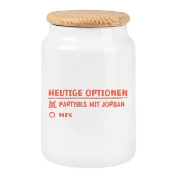 Heutige Optionen Partybus Jördan Grafik - Keksdose mit Holzdeckel - Weiß - Vorne