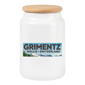 Grimentz Panorama Suisse - Boîte à biscuits avec couvercle en bois - blanc - Devant