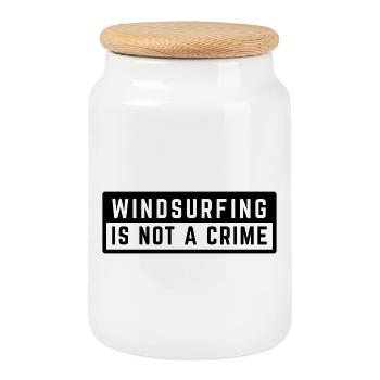 WINDSURFING IS NOT A CRIME - SURF  - Keksdose mit Holzdeckel - Weiß - Vorne