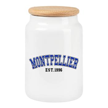 Montpellier Fondé en 1996 - Boîte à biscuits avec couvercle en bois - blanc - Devant