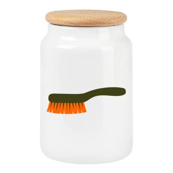 Collecteur d’outils à brosse à champignons - Boîte à biscuits avec couvercle en bois - blanc - Devant