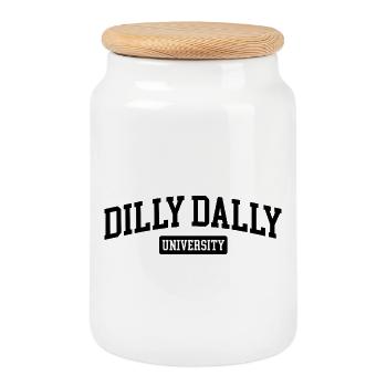 Dilly Dally University Procrastinate Dreschen - Keksdose mit Holzdeckel - Weiß - Vorne