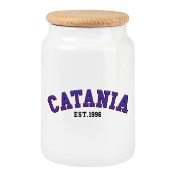 Catane Fondée en 1996 - Boîte à biscuits avec couvercle en bois - blanc - Devant