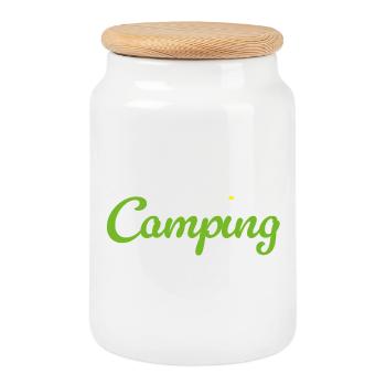 Camping Blume Camper Quotes Hobby Sommer Van Life - Keksdose mit Holzdeckel - Weiß - Vorne
