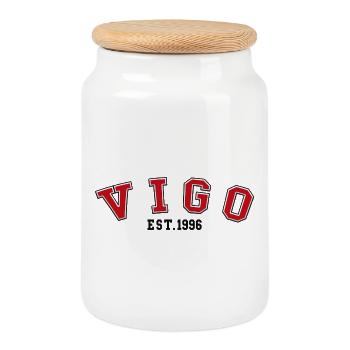 Vigo Fondée en 1996 - Boîte à biscuits avec couvercle en bois - blanc - Devant