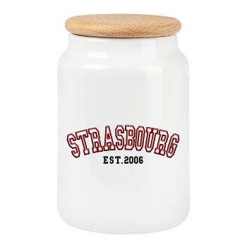 Strasbourg Est. 2006 - Cookie Jar with Wooden Lid - white - Front